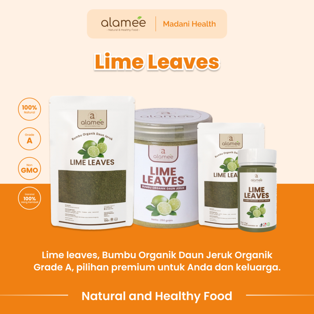 

ALAMEE Daun Jeruk Bubuk Lime Powder Bumbu Dapur Instan Organik Murni Asli Tanpa Campuran