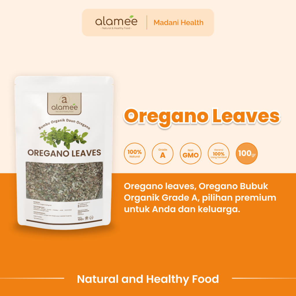 

ALAMEE Oregano Kering Dried Leaves Flakes Garnish Murni Asli Tanpa Campuran Bumbu Masak Dapur 100g