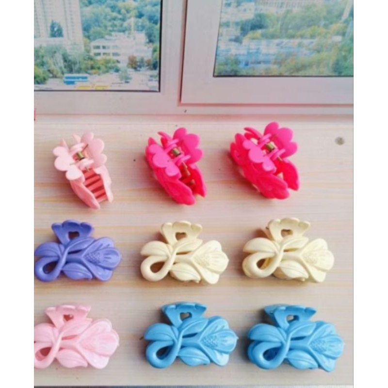 (ISI 12PCS) JEPITAN RAMBUT MOTIF BUNGA TULIP WARNA CERAH/JEDAI RAMBUT MOTIF BUNGA MARCELLA