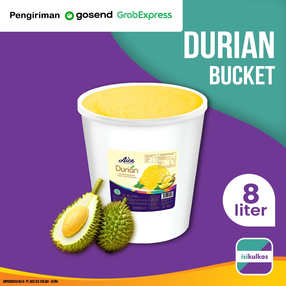 

Ice Cream AICE 8 Liter Rasa Durian / Es Krim Ember 8 Liter