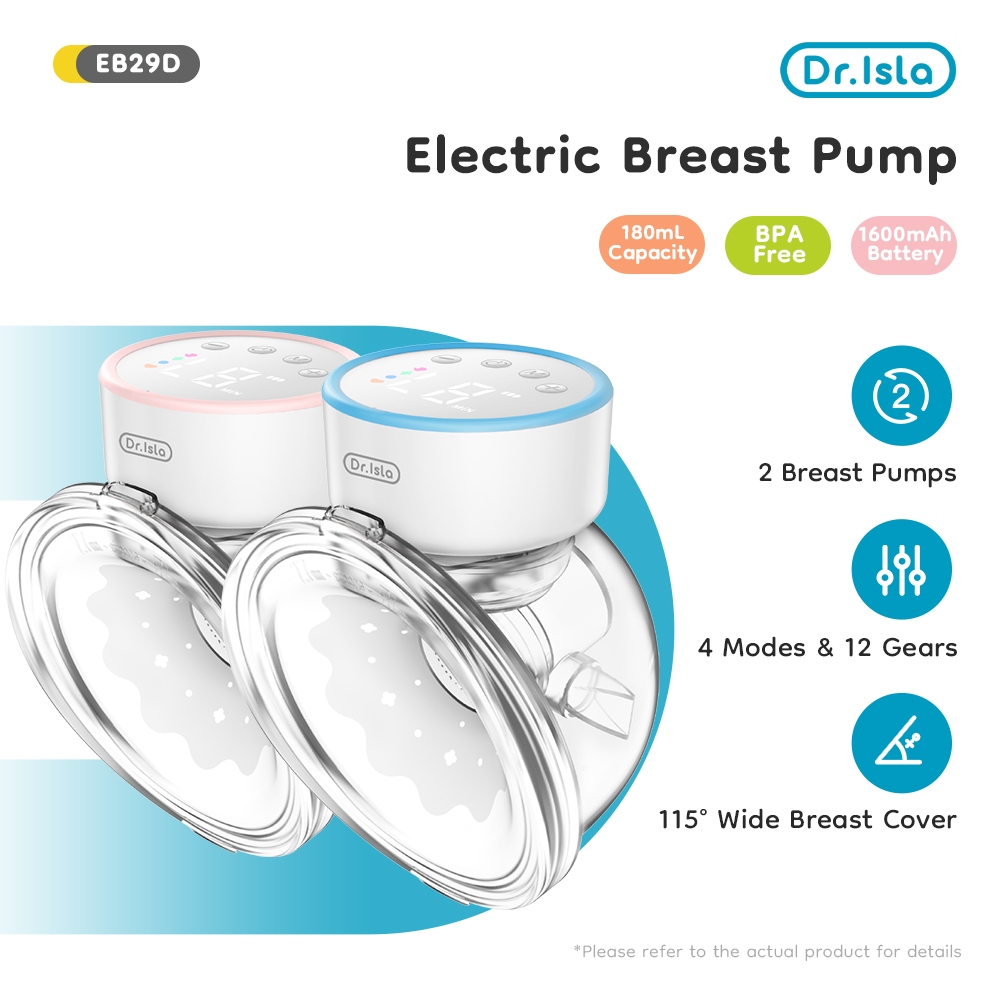 Dr.isla Pompa Asi Electric Handsfree 2PCS Hisap Kuat Breast（ASI Bayi Baru Lahir Breast Pump） pumping