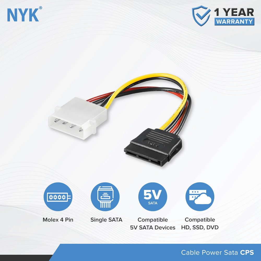 NYK Kabel Sata Cable Power 15pin Male To Molex 4pin Female Adapter