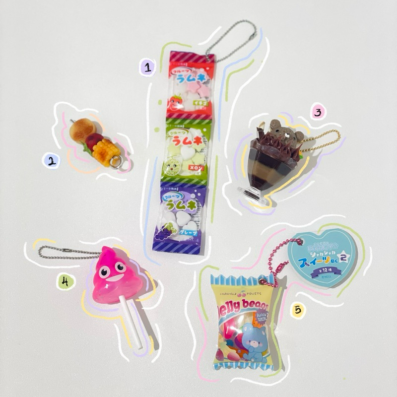 Ayakasakii Japanese Trinkets Gacha Food Squishy Shaka Candy Jelly Bean Beverage Gotochy Keychain