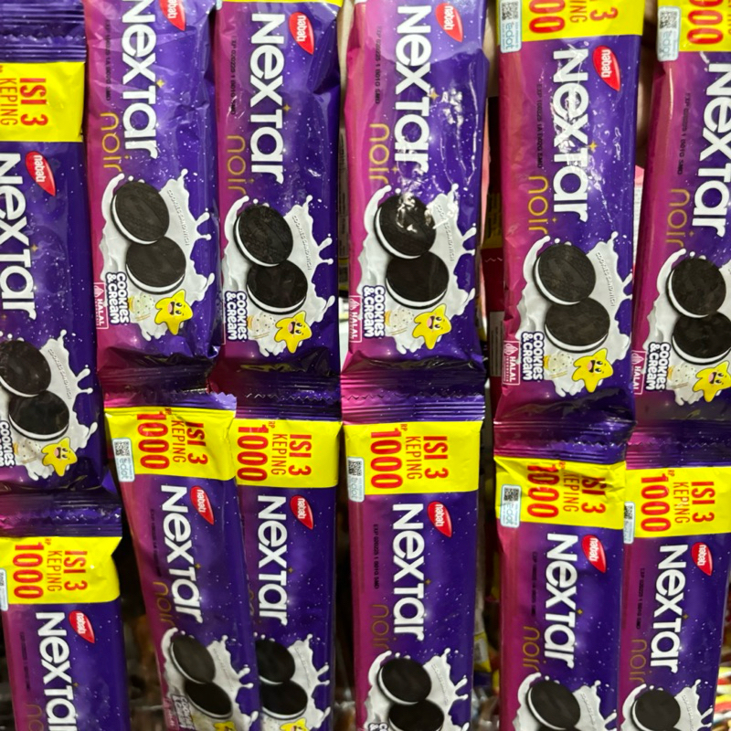 

Nextar Noir Cookies & Cream harga per 1pack isi 10 bks @21gr