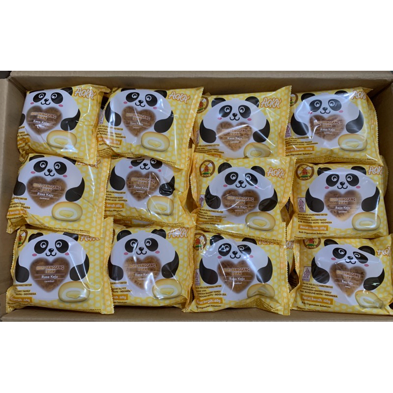 AOKA PANDA Roti Panggang isian 1 dus isi 60pcs ada Rasa Coklat,Keju,Vanilla,Pandan danSusu