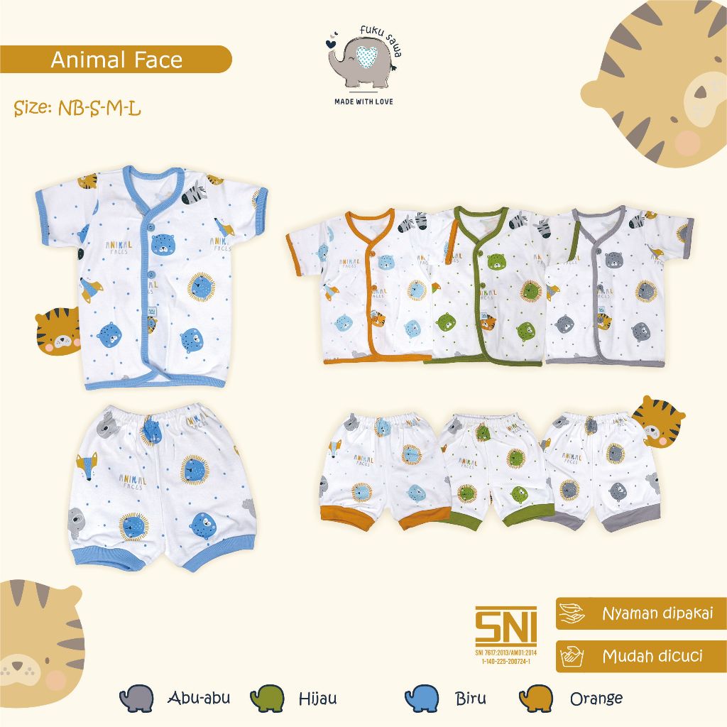 Baju anak newborn stln baju baby lucu baju bayi motif animal face by FUKUSAWA