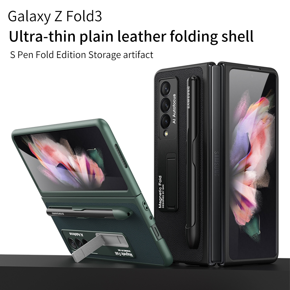 GKK Case For Samsung Fold3 Fold 3 Leather holder with pen slot ( TIDAK TERMASUK PEN )