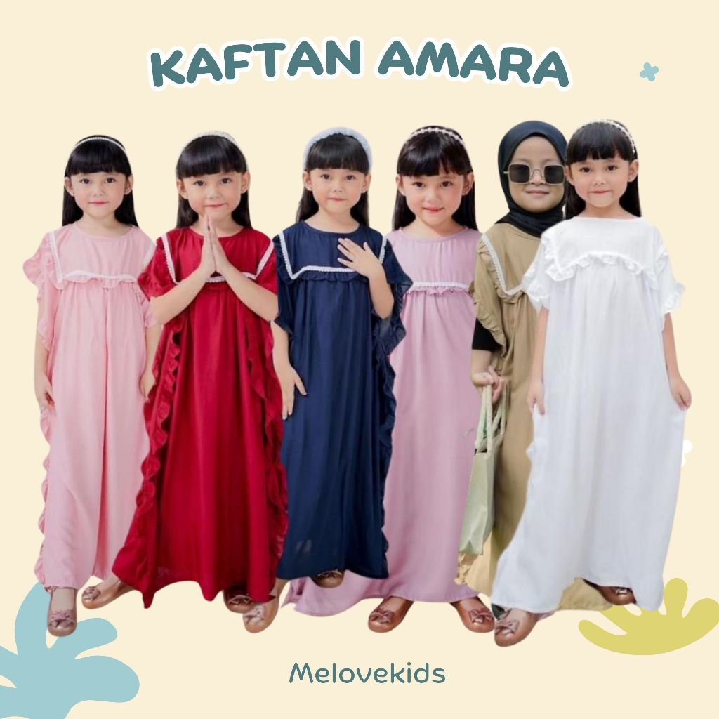 Kaftan Anak Amara Junior Mix Warna 2-10 Tahun | Baju Dres Rayon