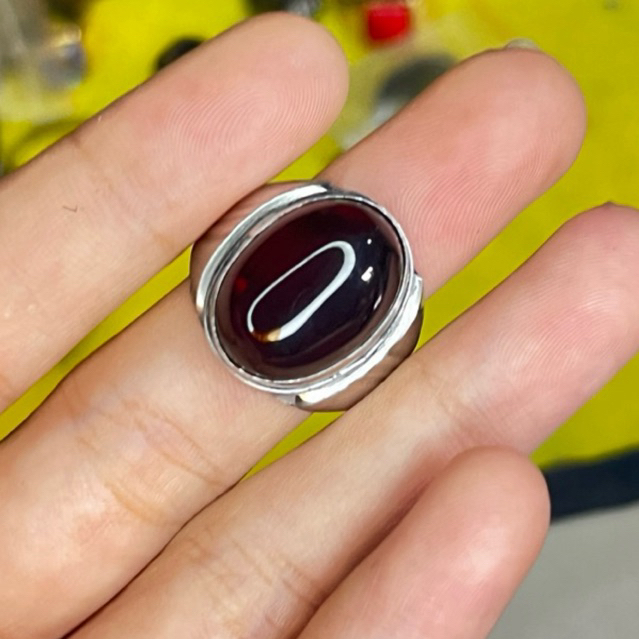 Cincin Batu Yaman Merah Gread A Natural Ring Monel - Cincin Batu Yaman Asli