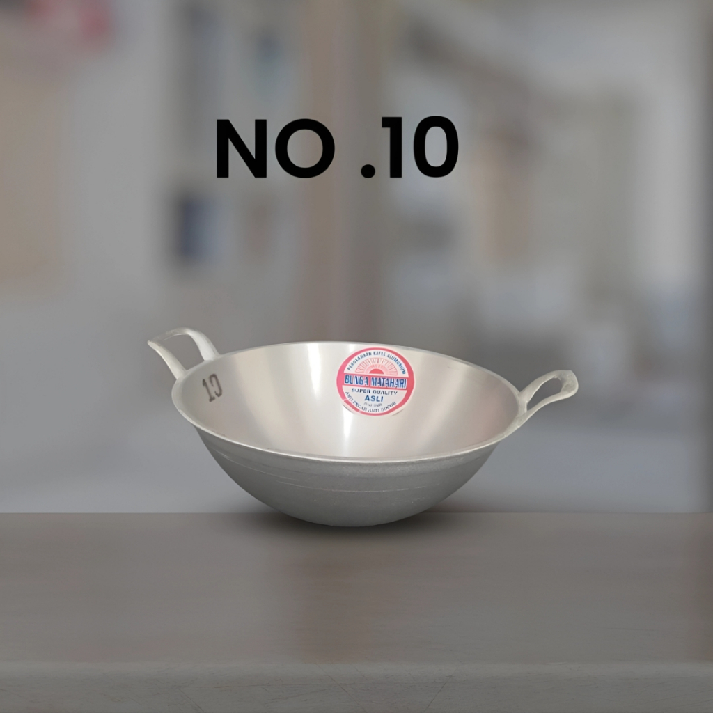 wajan kecil No. 10 penggorengan anti lengket tebal kuali cekung wok almunium