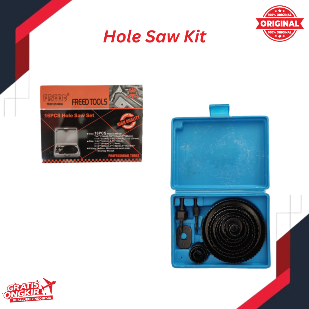 HOLESAW SET 16PCS MATA BOR LUBANG KAYU PIPA ACRILIC TRIPLEK BOR BULAT