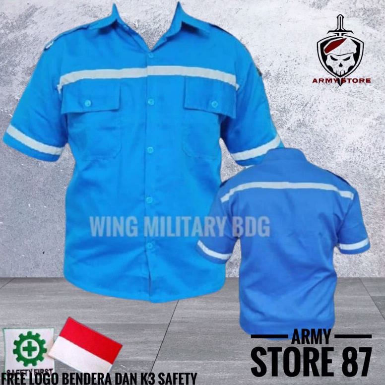 Grosiran Baju Safety Kerja  Kemeja Proyek Atasan Lengan Pendek  Atasan Kerja Pendek Wearpack Logo