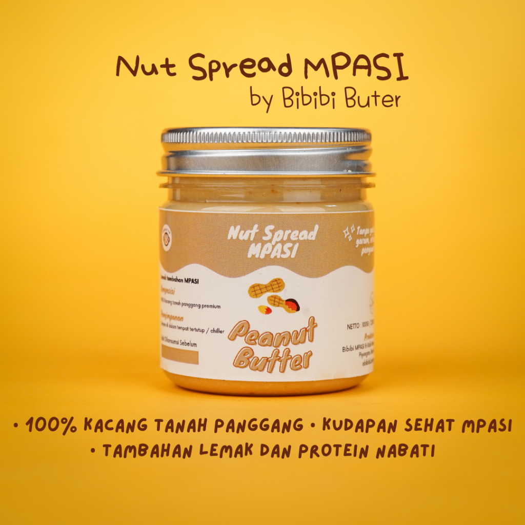 

Bibibi Peanut Butter Selai Kacang MPASI Unsweetened Tanpa Gula Garam No Added Oil No Preservatives