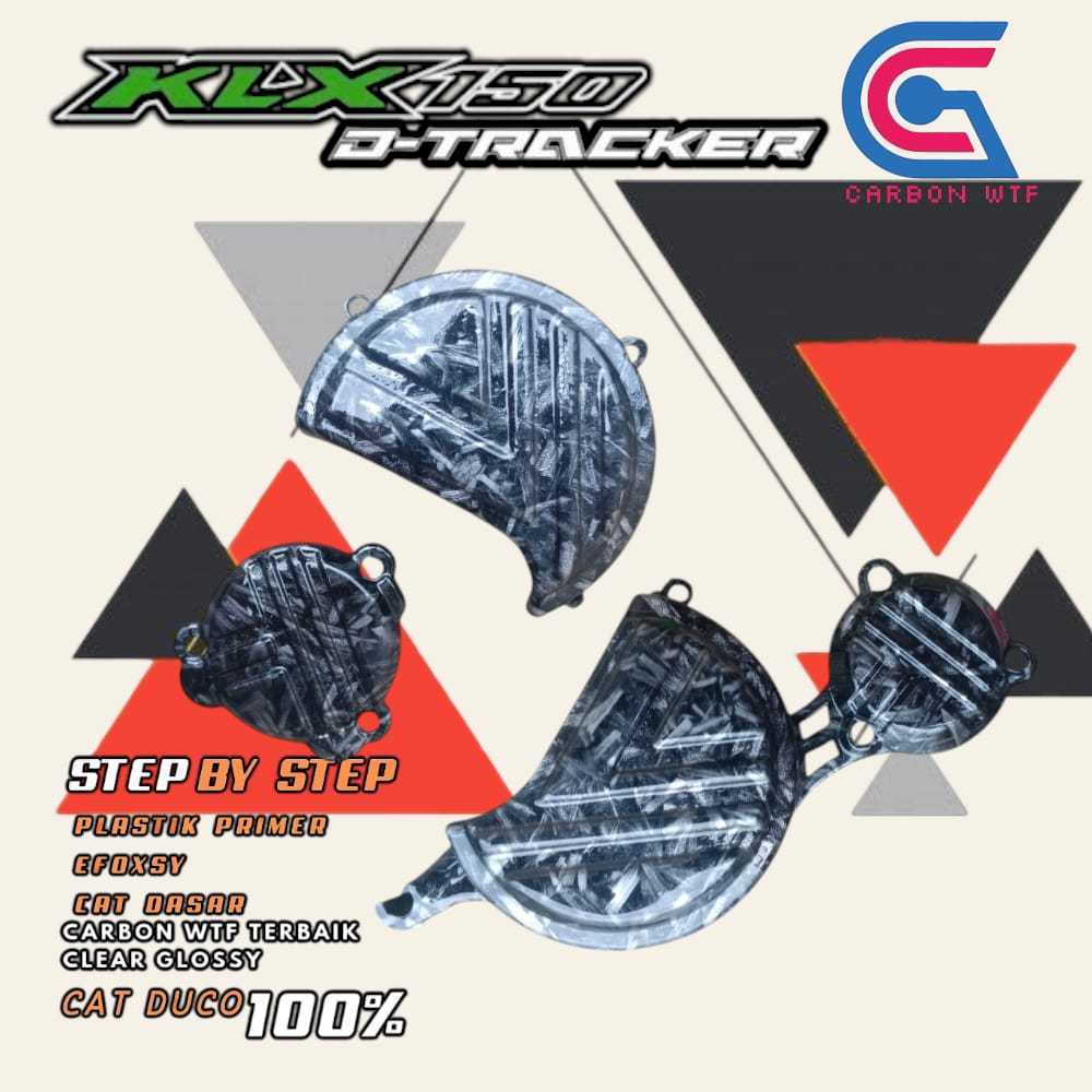 EXTRA HEMAT PAKET "2PCS" CARBON FORGED TUTUP MESIN KLX 150 DTRACKER COVER MESIN D TRACKER KLX COVER 