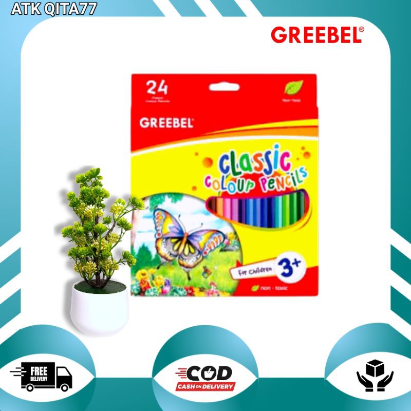 

Greebel Classic Colour Pencils untuk Anak - 7024 / Pensil Warna Greebel Isi 24 / Coloring Pensil Warna Aman Untuk Anak
