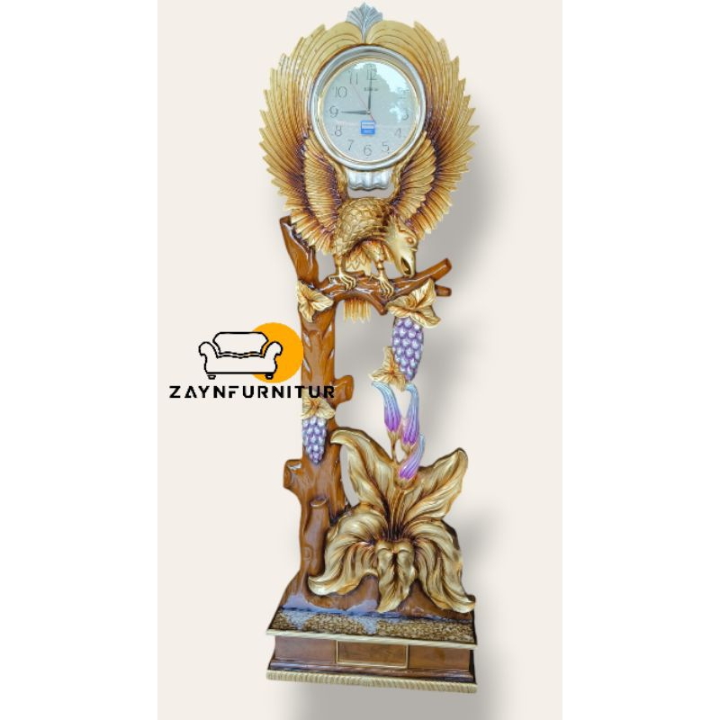 Ukiran Garuda Nunduk Jam dinding  Hias Kayu Jati Jepara