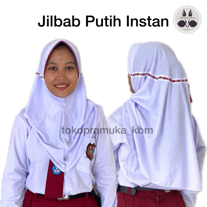 Jilbab/Kerudung Instan Putih SD | Jilbab Anak Sekolah SD Tali Merah