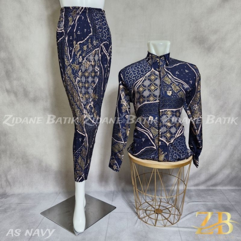 kemeja batik couple rok plisket / batik couple / batik wanita / bawahan batik wanita / rok Plisket b