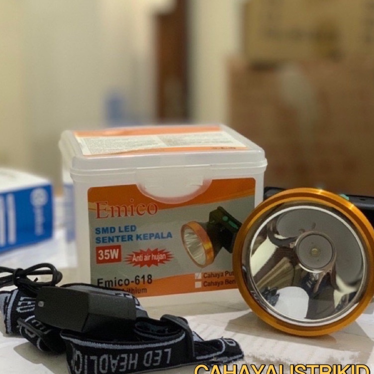 Paling Hemat  SENTER KEPALA LED  HEAD LAMP 35W E618 EMICO WATER PROOF KEPALA BESAR