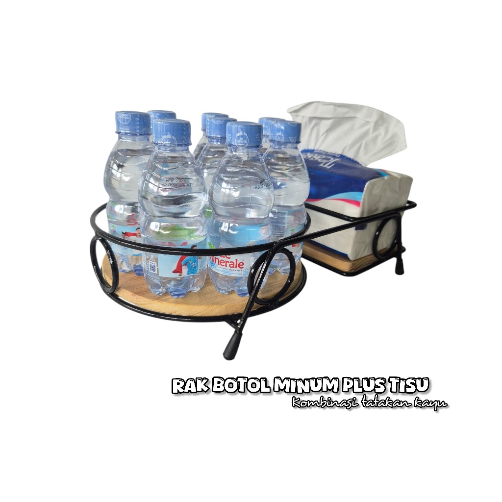 rak botol minuman kemasan | rak wadah botol minum dan tisu