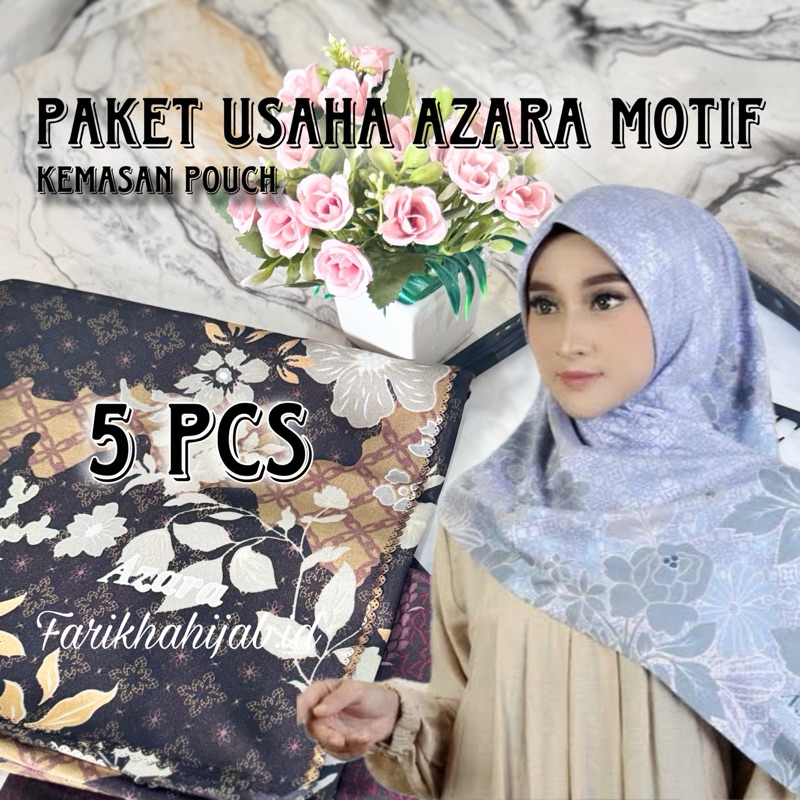 HIJAB SEGIEMPAT MOTIF AZARA KHUSUSAN HITAM
