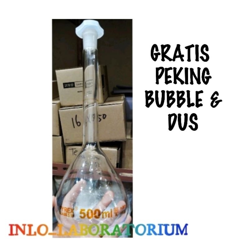 Labu Ukur Pyrex 500 ml/Volumetric Flask/Labu Tentukur