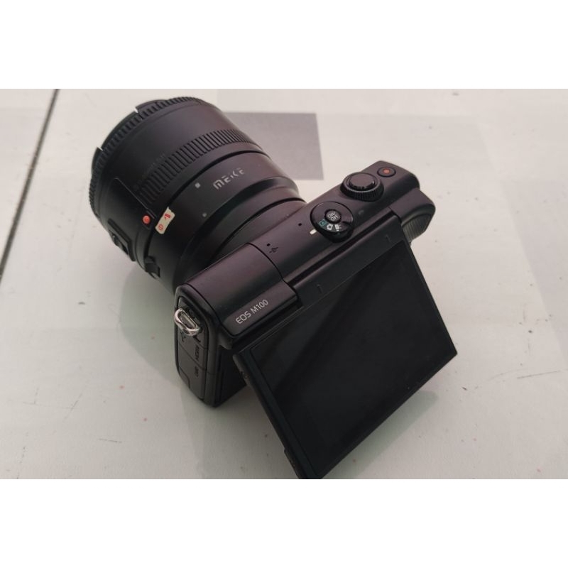 Canon eos m100 + lensa fix + adaptor meike