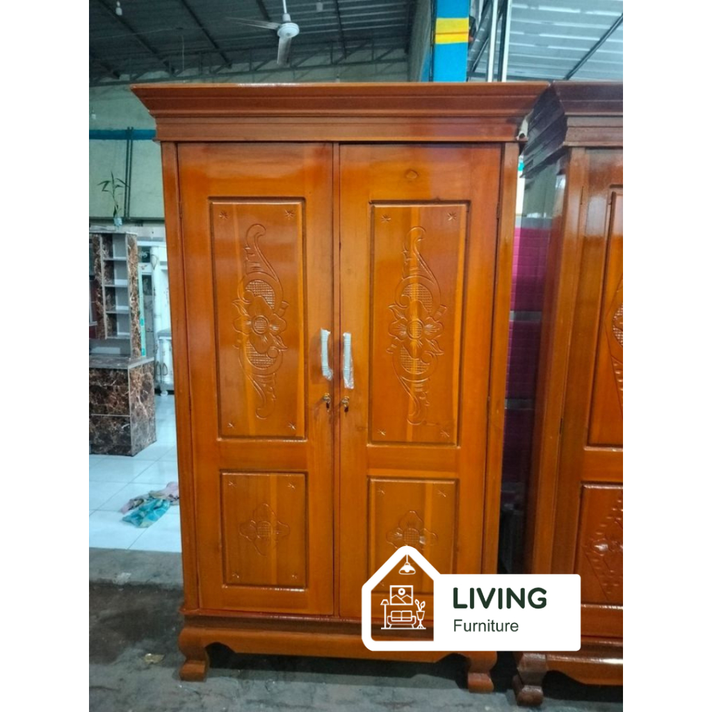 Lemari Baju Gamis / Lemari Pakaian Kayu Jati 2 Pintu Minimalis / Lemari Baju Type Classic