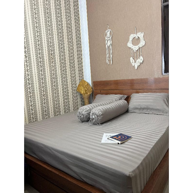 Sprei katun lokal || Sprei anti geser || Sprei homemade || Sprei set Mikro Tencel Abu Muda