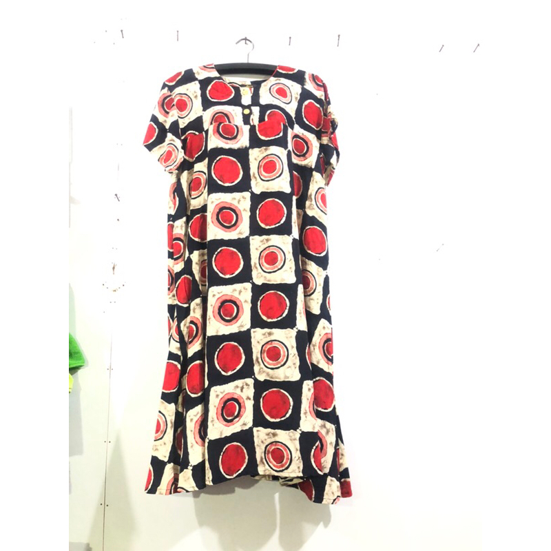 Dress Motif Polkadot Hitam Merah Putih / Daster SMT Collection