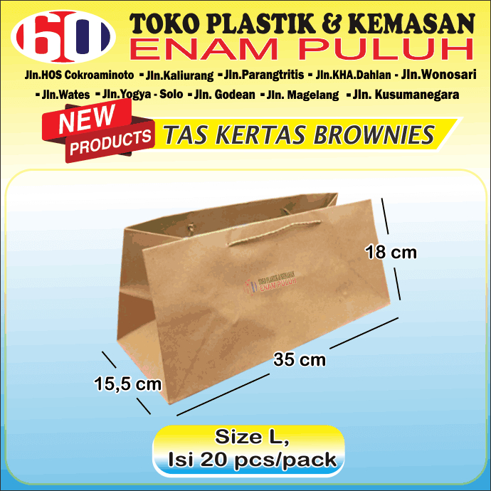 

Tas kertas brownies paper bag M & L polos Tas kertas brownies kraft paper coklat brown isi 20