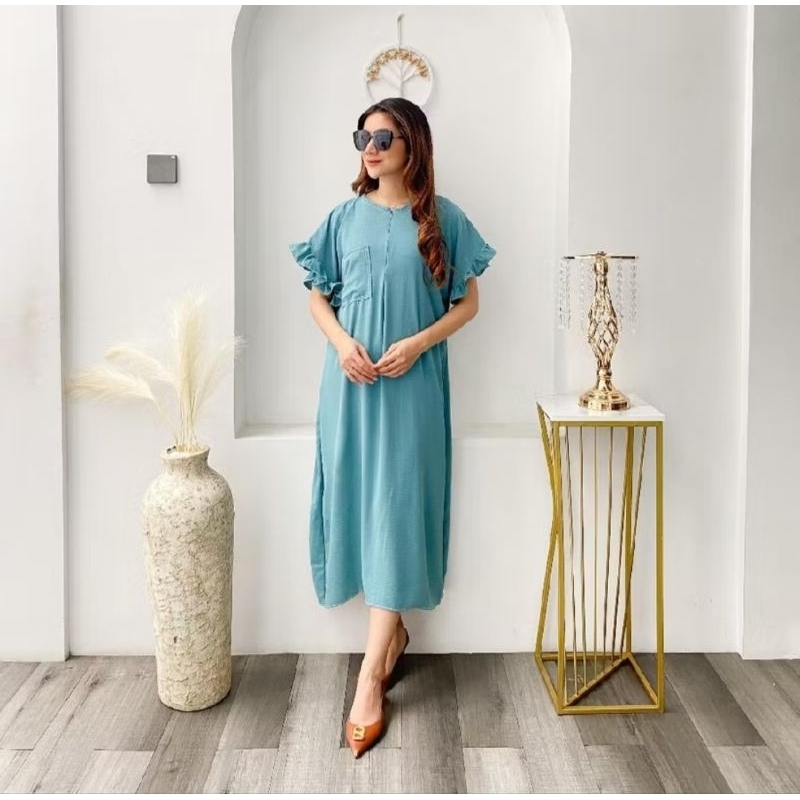 Herlinastore - PEVITA baju daster dress wanita polos long busui Habel menyusui crinkle airflow jumbo