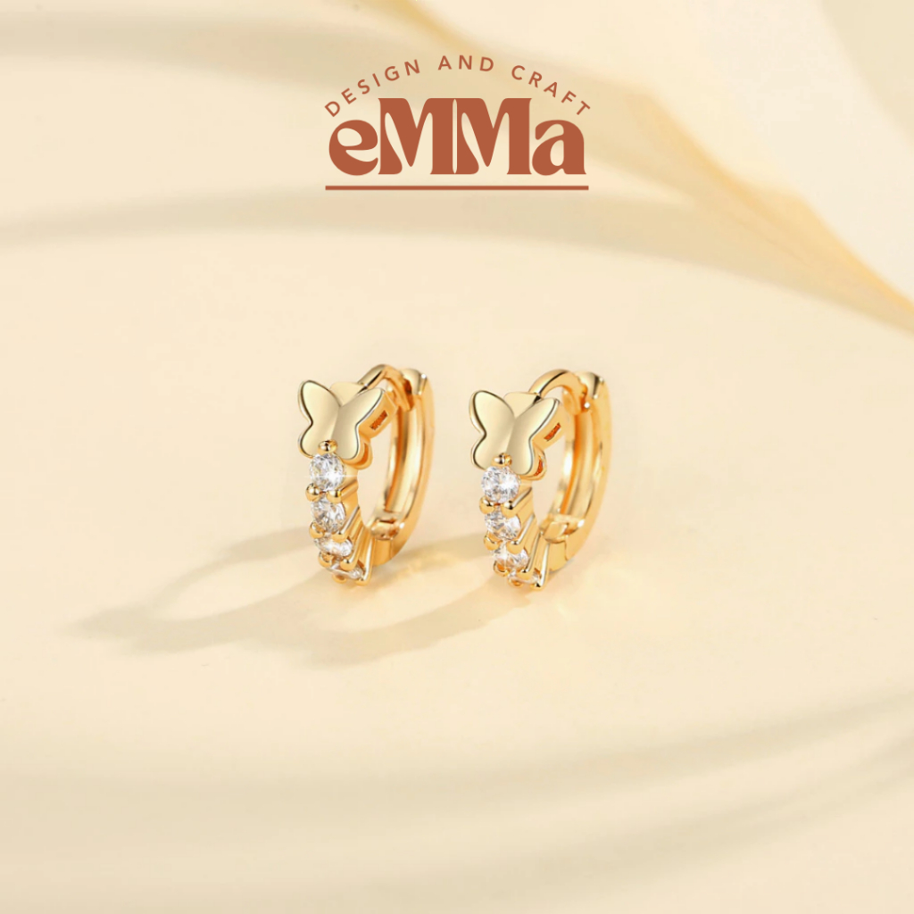 | EMMA | Jewellery Anting Kupu Kupu Perempuan Tidak Karat Titanium Permata Jewelry Anti Luntur Pranc