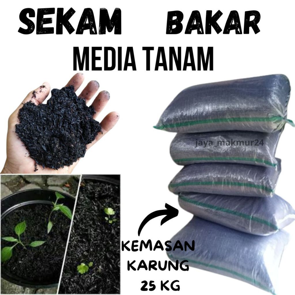 arang sekam bakar 1 karung / arang sekam padi / sekam bakar karungan