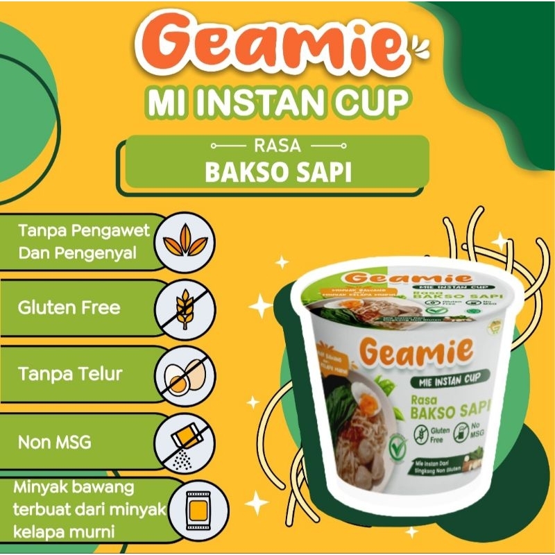 

MIE INSTAN CUP RASA BAKSO SAPI GLUTEN FREE MSG FREE