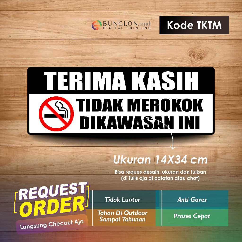 

STIKER TERIMA KASIH TIDAK MEROKOK DI AWASAN INI + LAMNASI KODE TKTM HITAM