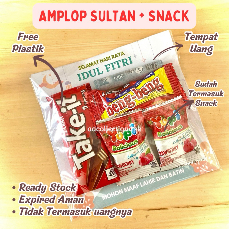 

AMPLOP LEBARAN UANG GULUNG + SNACK SULTAN VIRAL / ANGPAO LEBARAN/ MINI GIFT SNACK