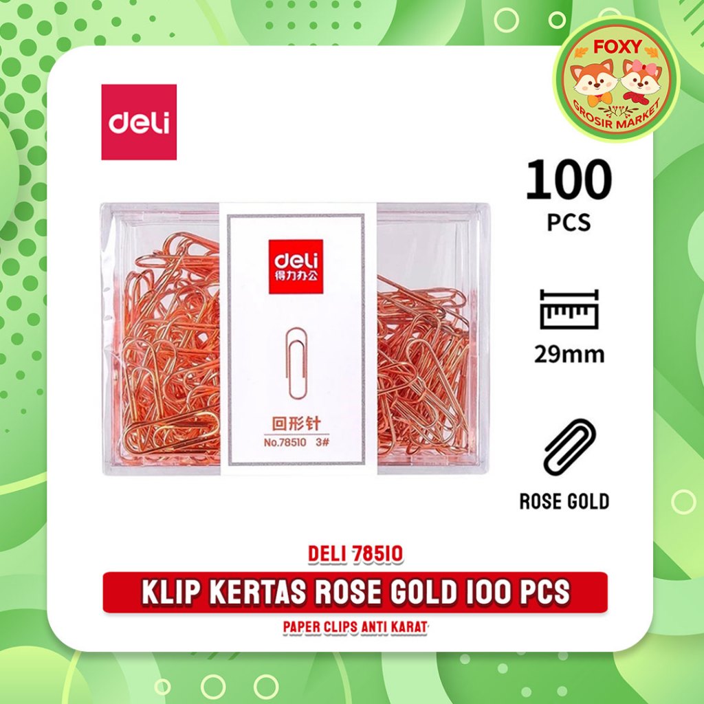 

Klip Kertas Rose Gold Edition / Paper Clips 29 mm 78510 Deli (isi 100pcs)