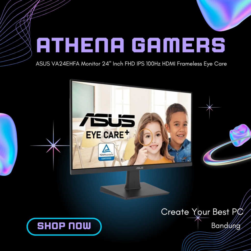 ASUS VA24EHFA Monitor 24" Inch FHD IPS 100Hz HDMI Frameless Eye Care | Athena Gamers