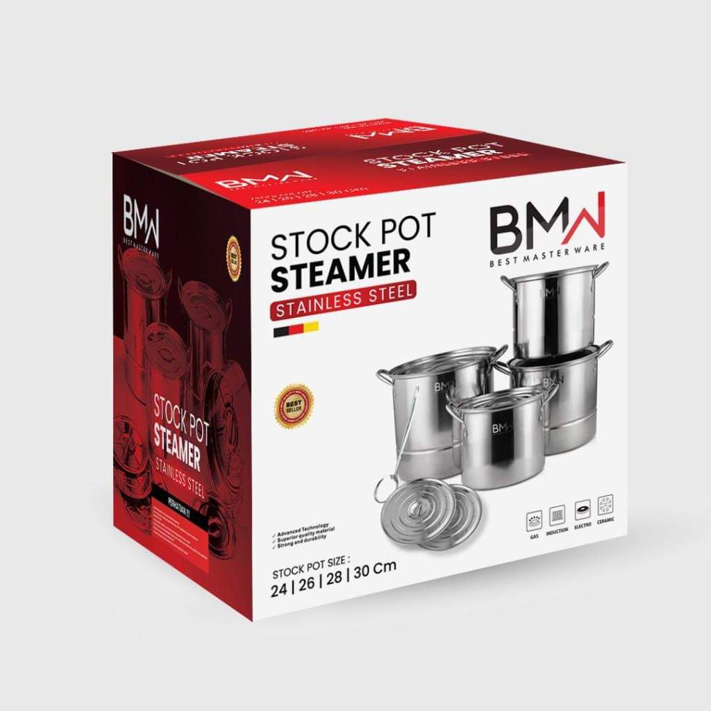 BESTPROMO Stock Pot Steamer Set BMW - Stock Pot Stainless - Panci Kukus Serbagun