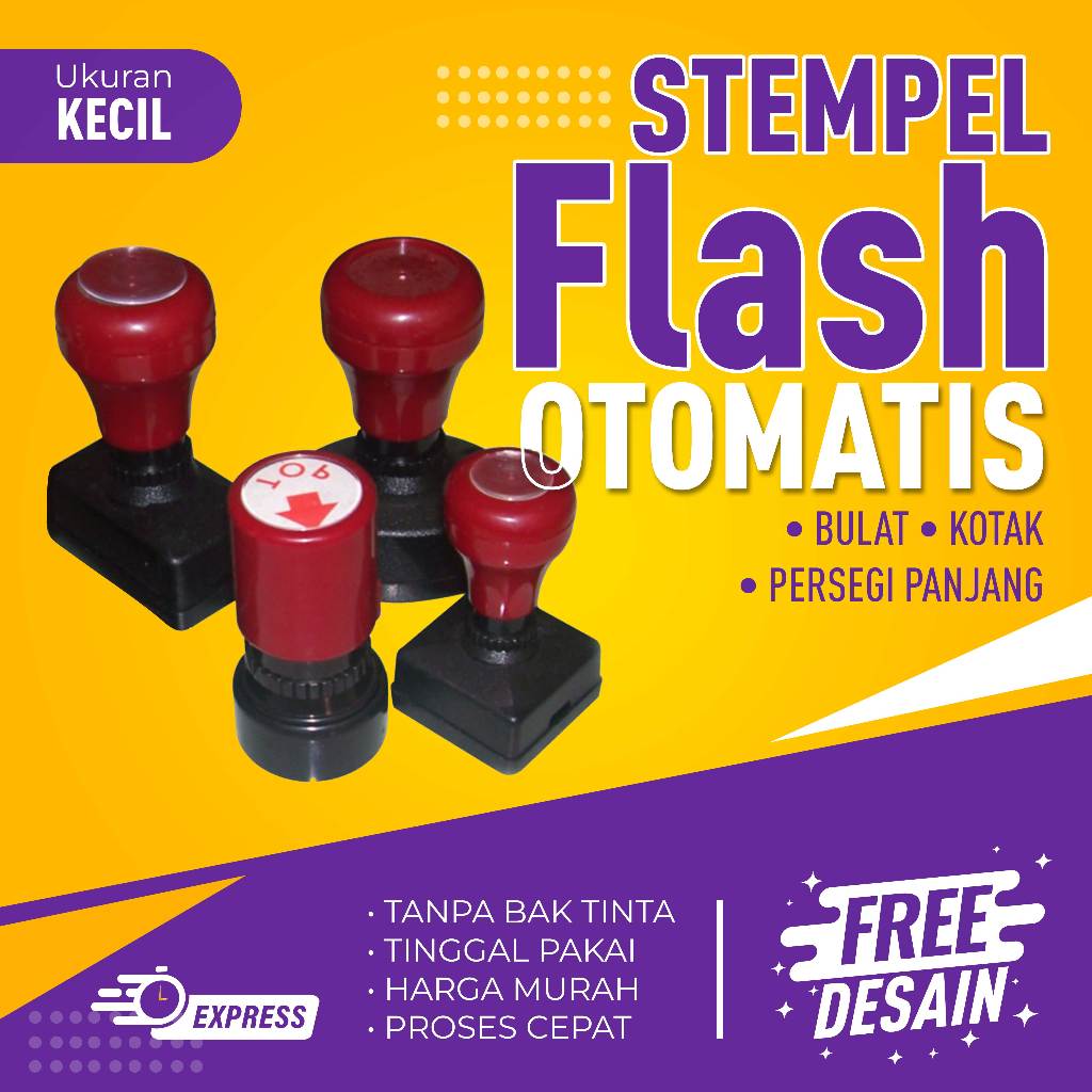 

STEMPEL OTOMATIS / STEMPEL FLASH, FREE DESAIN, UKURAN KECIL