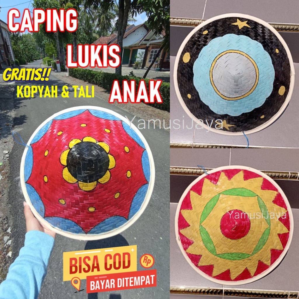 

Caping Bambu Petani - Topia Caping Lukis Anak FREE Tali Dagu