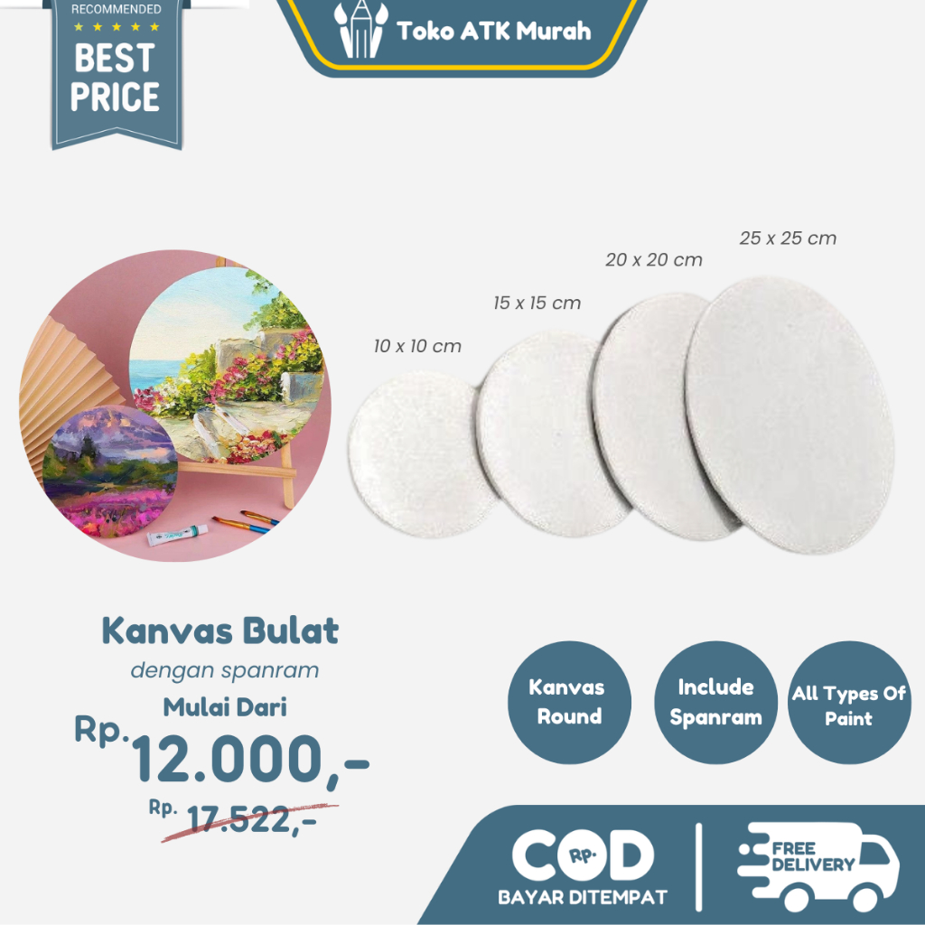 

Kanvas Lukis Bulat Round Diameter Ø 10 cm / 15 cm / 20 cm / 25 cm - Canvas Board Circle