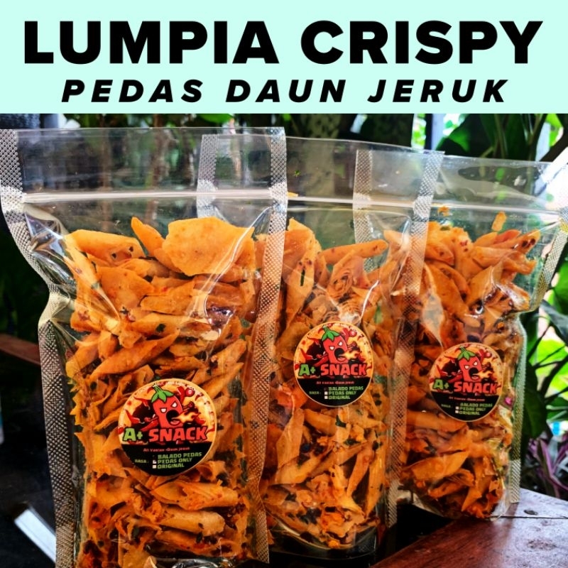 

Jajanan Cemilan Snack Lumpia roll crispy Pedas daun jeruk | Kemasan Pas 100g