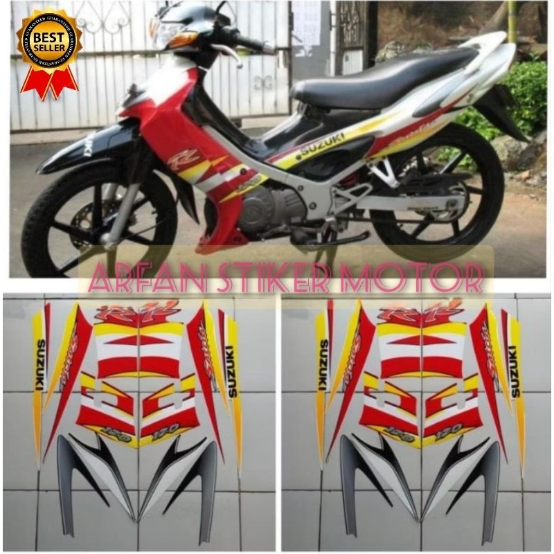 STRIPING LIS STIKER SUZUKI SATRIA HIU 120 R 2005 HITAM PUTIH KUALITAS MIRIP ORIGINAL TIDAK MUDAH LUN