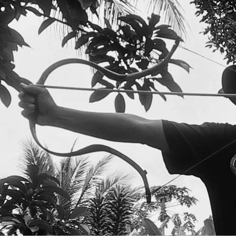 Busur flat Mughal siyah laminasi bambu mix kayu