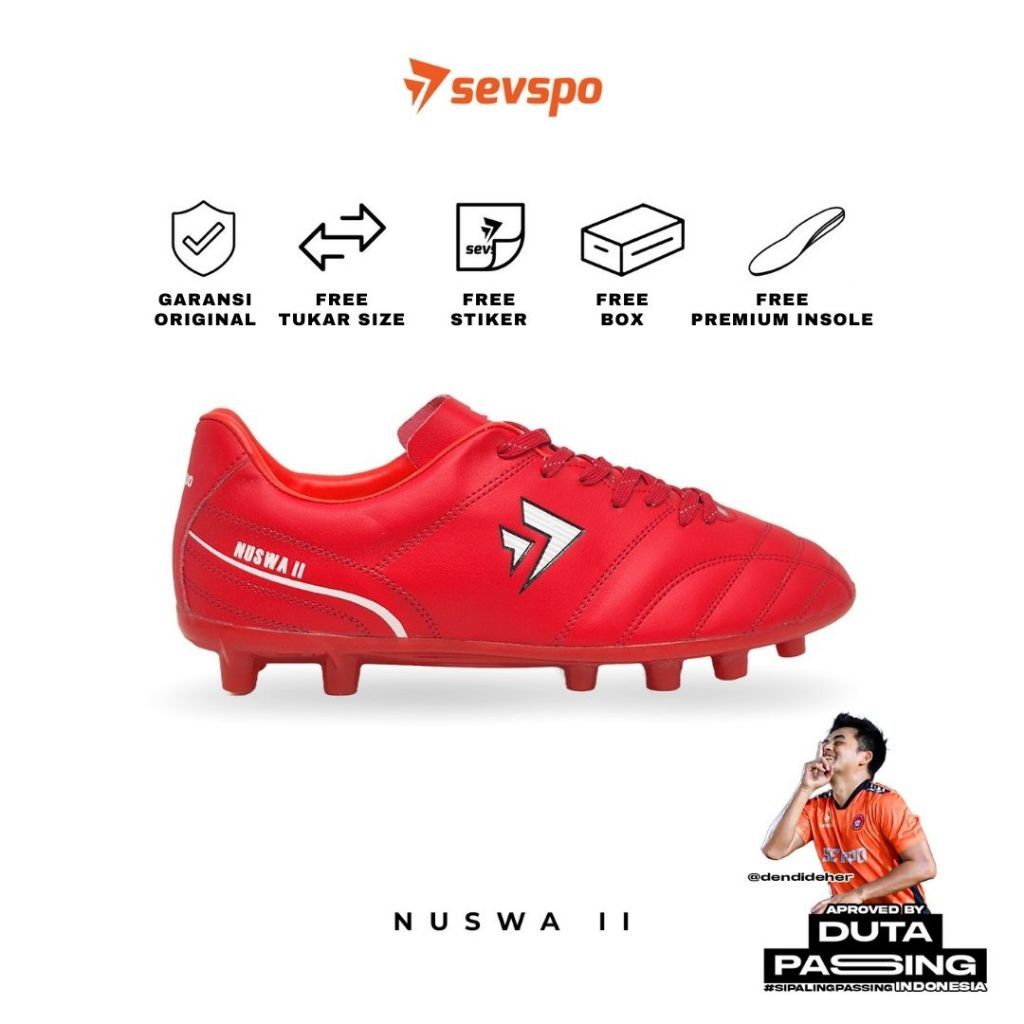 SEVSPO Nuswa II Merah - Sepatu Bola Original produk