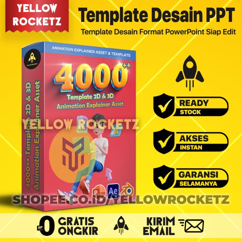 4000++ ANIMATION EXPLAINER 2D & 3D Template PowerPoint PPT Asset - Blender - AE - YellowRocketz
