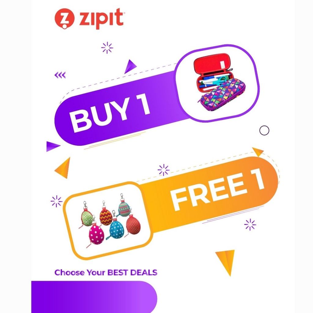 

[B1G1] Zipit Colorz Pencil Box - Purple + Zipit Easter Egg Keychain