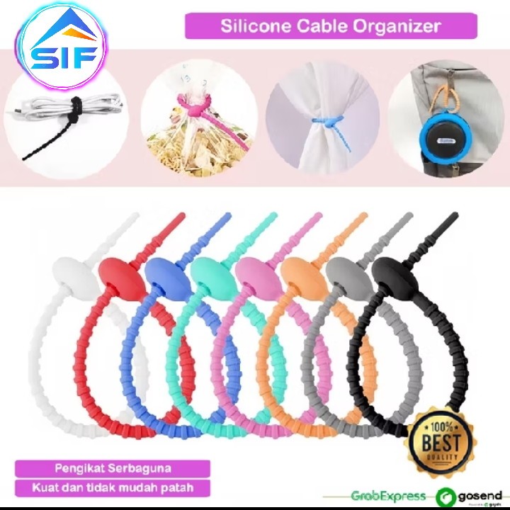 Pengikat Kabel Charger Hp Silicone Kabel Ties Silikon Tali Cable Organizer Multifungsi Ikat Kemasan 